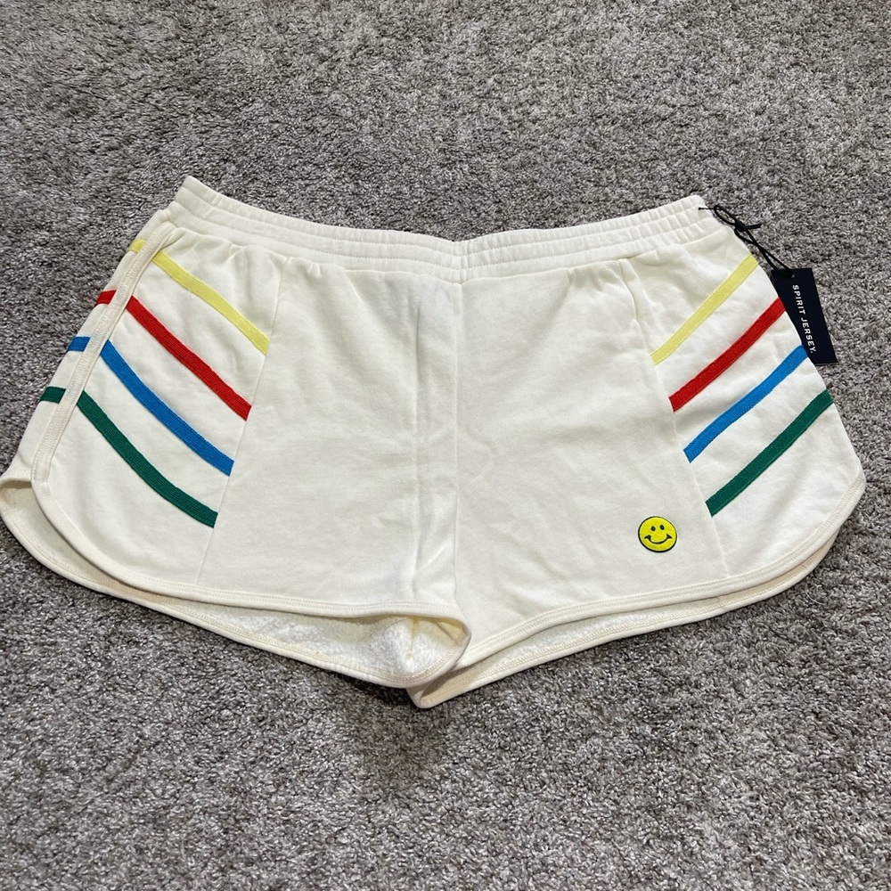 Women’s new spirit jersey Ivory color striped sweat Shorts Size XL